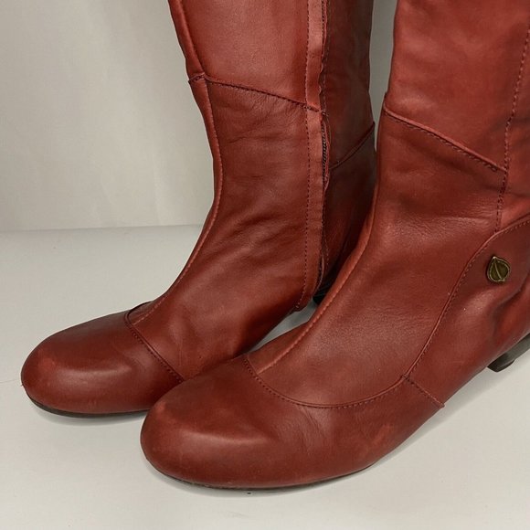 Sergio Tomani W sz 41/10-10.5 Knee Hi Tall Boots Shoes Red Burgundy Leather Zip - Picture 11 of 14